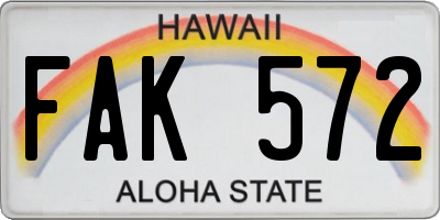 HI license plate FAK572