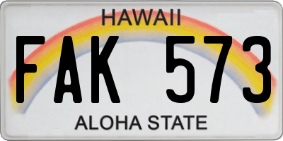 HI license plate FAK573