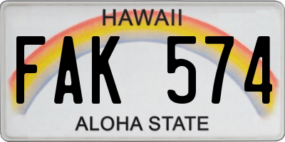HI license plate FAK574