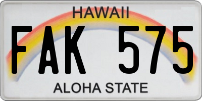 HI license plate FAK575