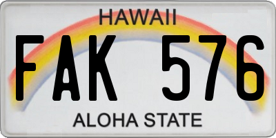 HI license plate FAK576