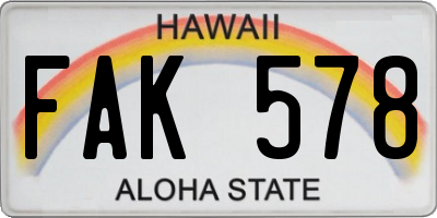 HI license plate FAK578