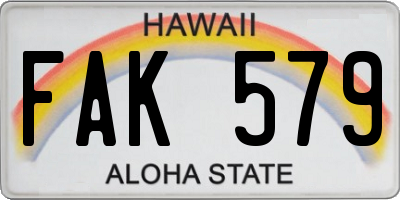 HI license plate FAK579
