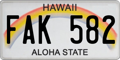 HI license plate FAK582