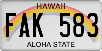 HI license plate FAK583
