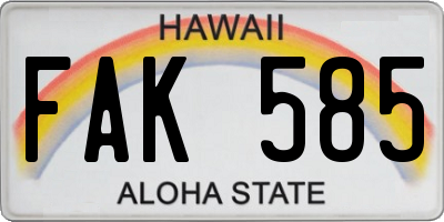 HI license plate FAK585