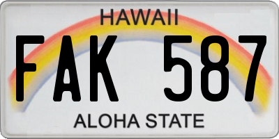 HI license plate FAK587