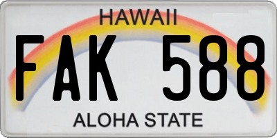 HI license plate FAK588