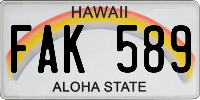 HI license plate FAK589