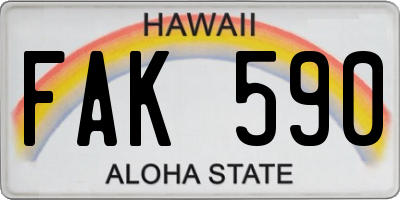 HI license plate FAK590