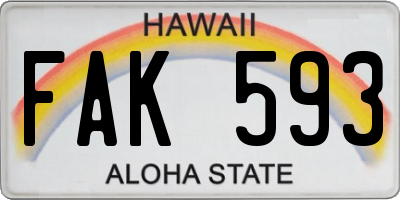HI license plate FAK593