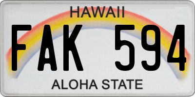 HI license plate FAK594