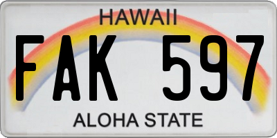 HI license plate FAK597