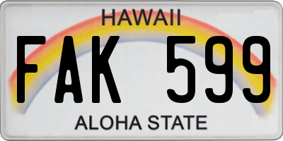 HI license plate FAK599