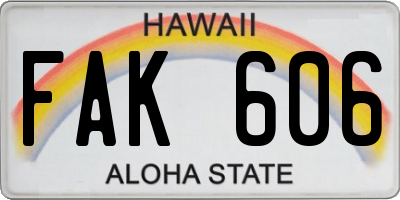 HI license plate FAK606