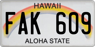 HI license plate FAK609