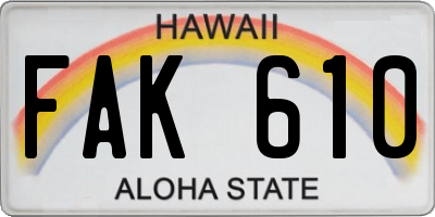 HI license plate FAK610