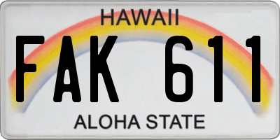 HI license plate FAK611