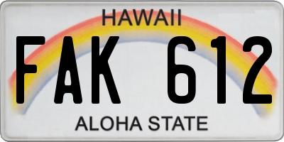 HI license plate FAK612