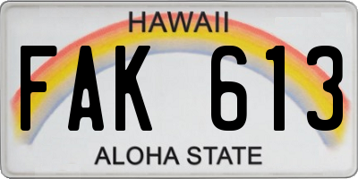 HI license plate FAK613