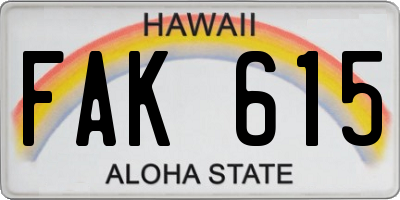HI license plate FAK615