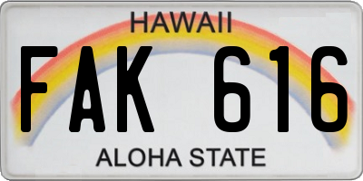 HI license plate FAK616