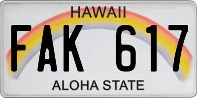 HI license plate FAK617