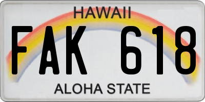 HI license plate FAK618