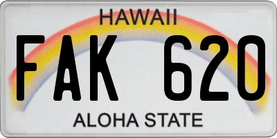 HI license plate FAK620