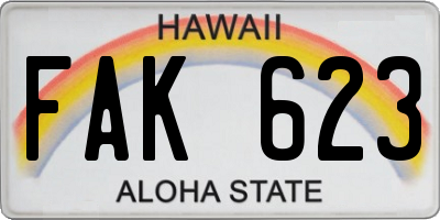 HI license plate FAK623
