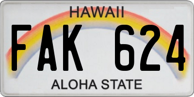 HI license plate FAK624