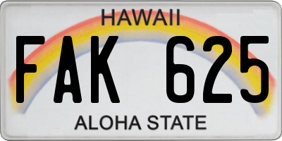 HI license plate FAK625