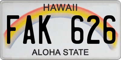 HI license plate FAK626