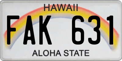 HI license plate FAK631