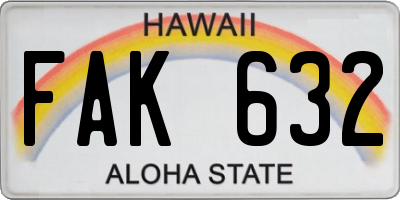 HI license plate FAK632