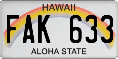 HI license plate FAK633