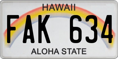 HI license plate FAK634