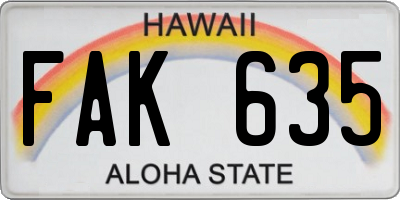 HI license plate FAK635