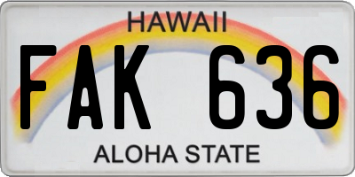 HI license plate FAK636
