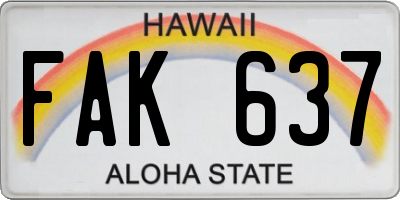 HI license plate FAK637