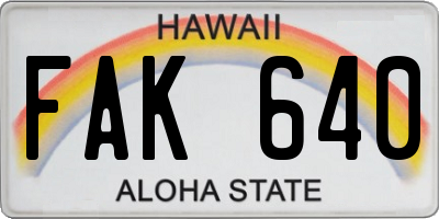 HI license plate FAK640