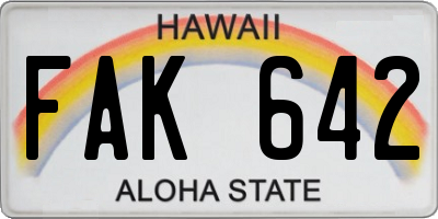 HI license plate FAK642