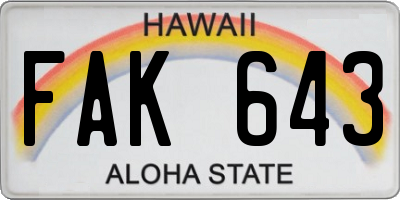 HI license plate FAK643