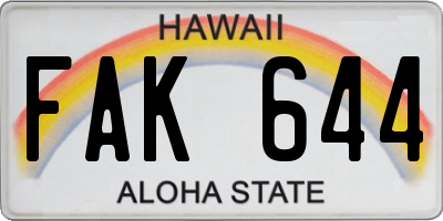 HI license plate FAK644