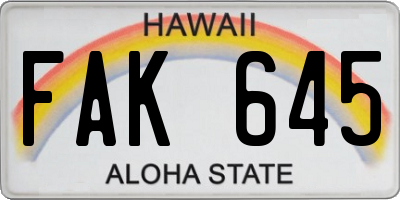 HI license plate FAK645