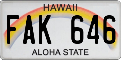 HI license plate FAK646
