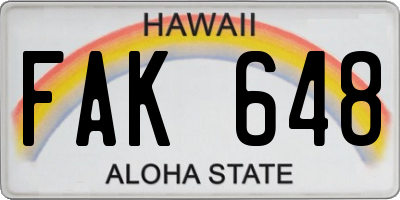 HI license plate FAK648