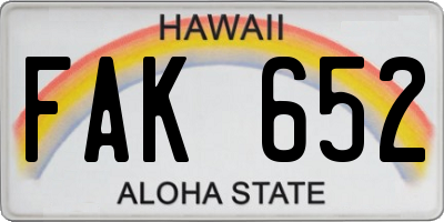 HI license plate FAK652