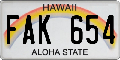 HI license plate FAK654