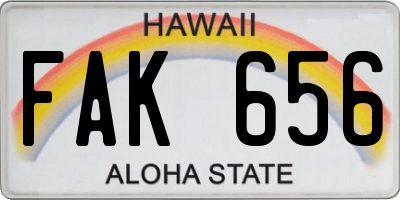 HI license plate FAK656